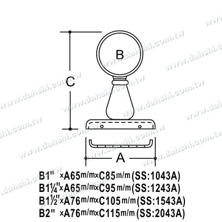Dimension: Screw Invisible Bracket - Balcony or Interior Decoration Balustrade Internal Bracket