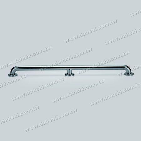 S.S. Round Tube Handrail Support with Cover - Stainless Steel Railing for Disable, Door Handle, Elevator Handrail - Mirror Finish