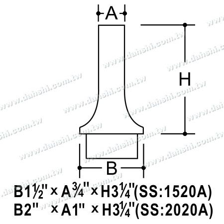 Dimension : Connecteur de poteau perpendiculaire pour main courante en tube rond en acier inoxydable - Réducteur conique