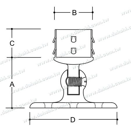 Dimension : Support de main courante en tube rond en acier inoxydable Angle réglable Interne