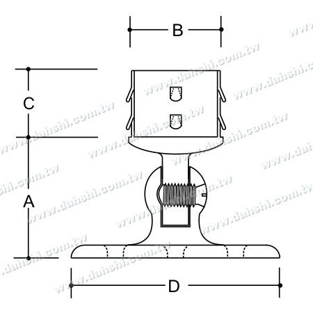 尺寸圖：不銹鋼圓管套外圓盤可調式活動固定座