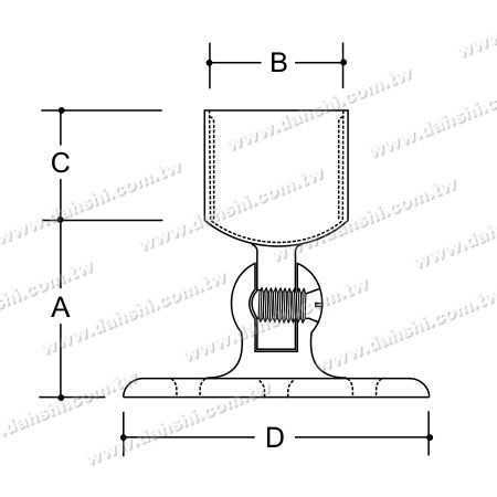 尺寸圖：不銹鋼圓管插內圓盤可調式活動固定座