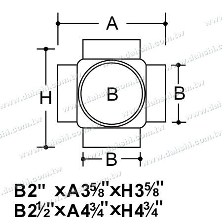 尺寸圖：不銹鋼圓管插內五通接頭 - 圓型 - 沖壓製造