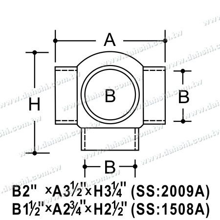 寸法:ステンレス鋼丸形管外部90度ボールコネクター4方向出口 - 鋳造製