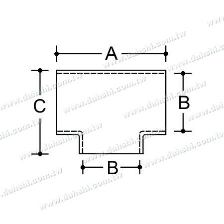 尺寸图:不锈钢圆管插内T型三通
