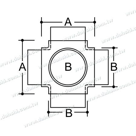आयाम: स्टेनलेस स्टील गोल ट्यूब आंतरिक कनेक्टर 5 वे आउट