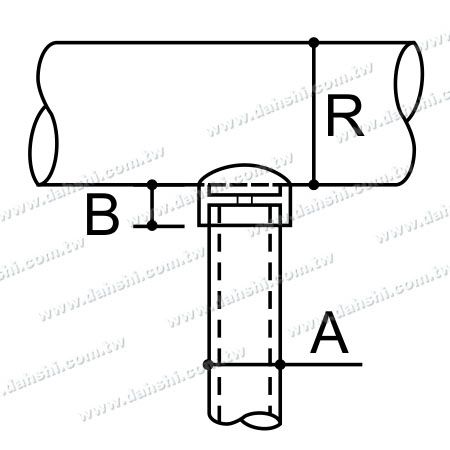尺寸圖：不銹鋼圓管扶手與立柱平台簡易接頭