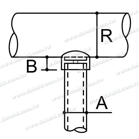 Dimensione: Connettore esterno per montante perpendicolare in acciaio inossidabile per corrimano a tubo tondo