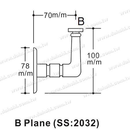 Abmessung: Schraubenausgesetzte Halterung - Rechteckiges Rohr oder Holzgeländer-Wandhalterung