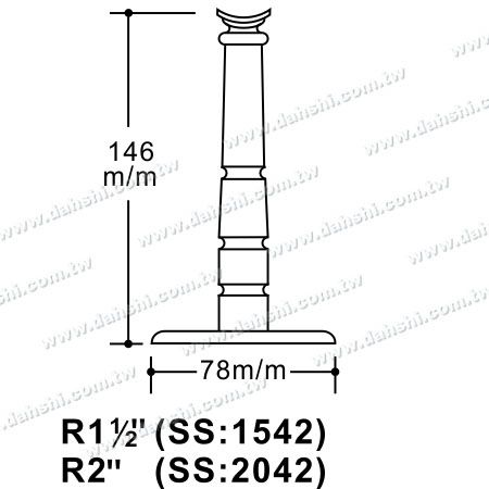 Abmessung: Schraube Sichtbare Halterung - Balkon- oder Innendekoration Balustrade Obere Halterung