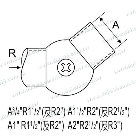 Dimension : Connecteur de tube/barre en acier inoxydable, angle réglable