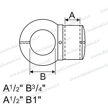 尺寸圖:球型橫杆穿梭萬向快速固定座 - 通孔 / 圓管用