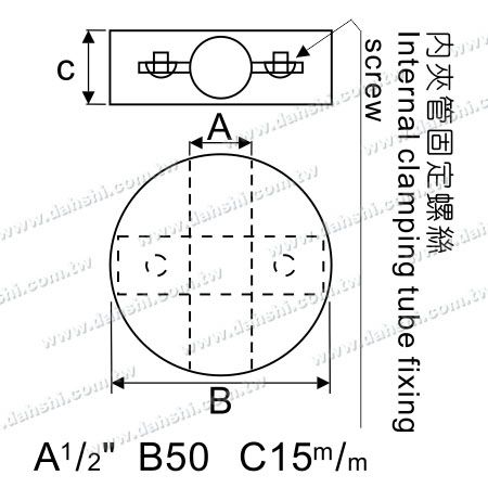 尺寸图:装饰于12mm圆管的同心圆装饰配件(SS:330)