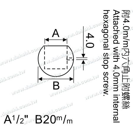 Dimensión: Tapón final de acero inoxidable redondo/tubo/barra tipo bola