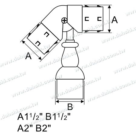 Dimension : Support de connecteur réglable de poteau perpendiculaire de main courante en tube rond en acier inoxydable - Support