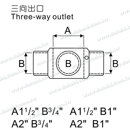 Dimension : Connecteur de tube et de barre en acier inoxydable à trois sorties