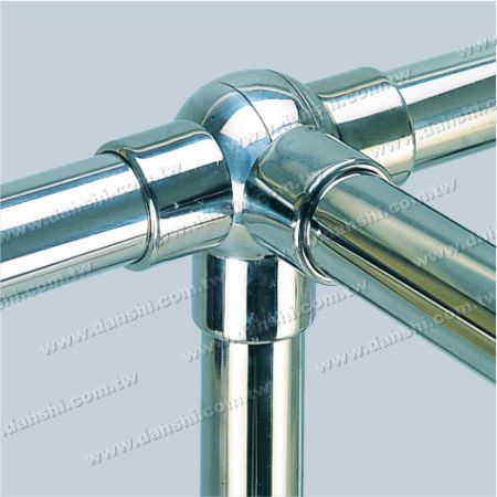 S.S. Round Tube External 90° T Ball Connector 4 Way Out - Stainless Steel Round Tube External 90degree T Ball Connector 4 Way Out