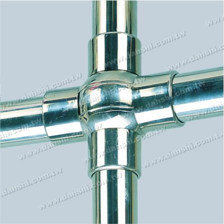 Stainless Steel Round Tube External 90degree T Ball Connector 4 Way Out