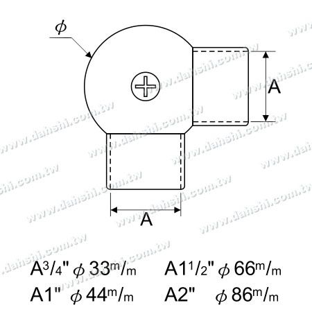 Dimensão: Cotovelo de Tubo Redondo de Aço Inoxidável com Esfera Externa Ajustável