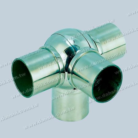 S.S. Round Tube Internal 90° T Ball Connector 4 Way Out