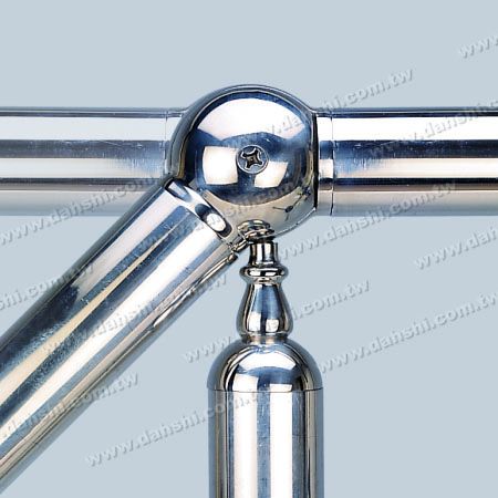 S.S. Round Tube Perp. Post Adj. Conn. Support Decorating Stem - Stainless Steel Round Tube Handrail Perpendicular Post Adjustable Connector Support Ball Type Decorating Stem External Fit