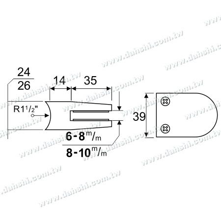 Размер: Нержавеющая сталь зажим для стекла D-образной формы - не нужно сверлить отверстие в стекле