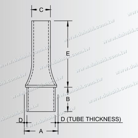 Dimension:Stainless Steel Round Tube Handrail Perpendicular Post Connector Reducer Tapered