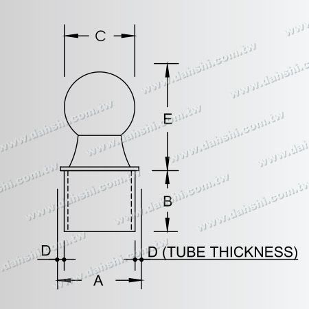 Dimensión: Tapón de extremo de tubo redondo de acero inoxidable en forma de bola - Tamaño de bola 36mm