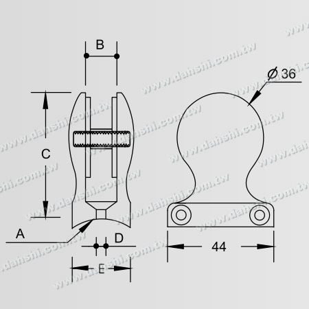 ابعاد: گیره شیشه استیل ضد زنگ به شکل قطره - با پین مرکزی برای سوراخکاری روی شیشه