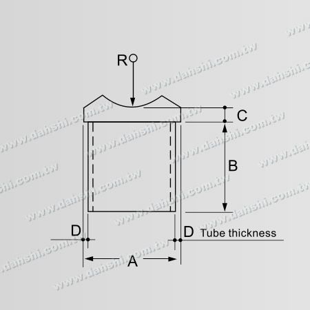 Dimensione: Connettore a sella per montante perpendicolare in acciaio inossidabile per tubo tondo