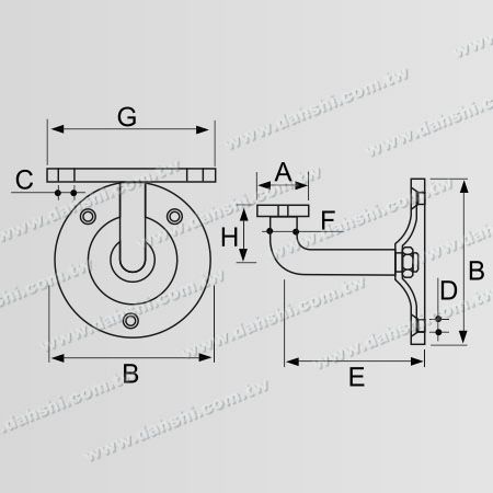 Dimension: Schraubenausgesetzte Halterung - Edelstahl Quadratrohr, Rechteckrohr Handlauf Wandhalterung - Winkel Fixiert