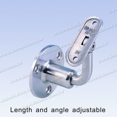 S.S. Round Tube Handrail Wall Bracket Adj. Length - Stainless Steel Round Tube Handrail Wall Bracket Adjustable Length between Wall and Handrail - Angle Adjustable
