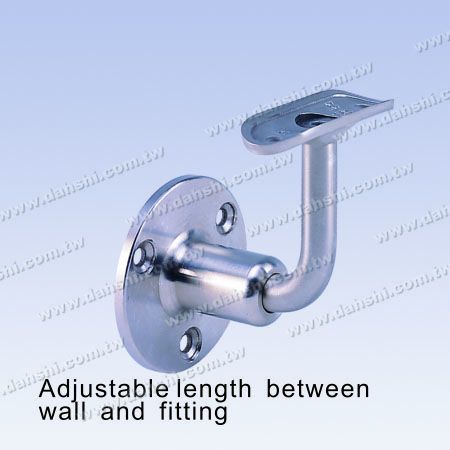 S.S. Round Tube Handrail Wall Bracket Adj. Length - Screw Exposed Bracket -Stainless Steel Round Tube Handrail Wall Bracket Adjustable Length between Wall and Handrail - Angle Fixed
