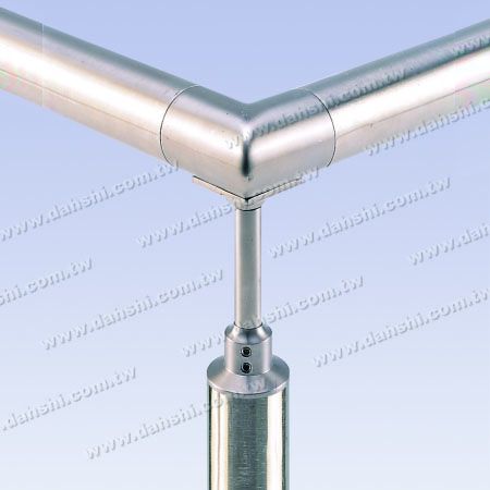 S.S. Round Tube Perp. Post 90° Conn. Reducer Flat Height Adj. - Stainless Steel Round Tube Handrail Perpendicular Post Connector 90deg Reducer Flat Height Adjustable