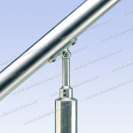 S.S. Round Tube Perp. Post Conn. Support Height Adj. - Stainless Steel Round Tube Handrail Perpendicular Post Connector Support Radiused Height Adjustable