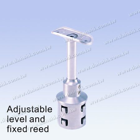 Stainless Steel Round Tube Handrail Perpendicular Post Connector Reducer Flat Height Adjustable - Exit spring design- welding free/ glue applicable