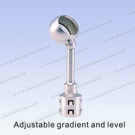 Stainless Steel Round Tube Handrail Perpendicular Post Adjustable Connector Through Ring Height Adjustable - Exit spring design- welding free/ glue applicable