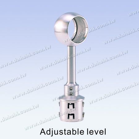 Stainless Steel Round Tube Handrail Perpendicular Post Connector Through Ring Height Adjustable - Exit spring design- welding free/ glue applicable
