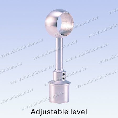 S.S. round Tube Perp. Post Conn. Through Ring Height Adj. - Stainless Steel Round Tube Handrail Perpendicular Post Connector Through Ring Height Adjustable