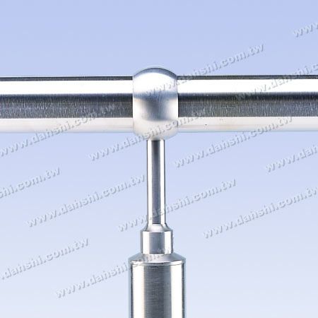 S.S. round Tube Perp. Post Conn. Through Ring Height Adj. - Stainless Steel Round Tube Handrail Perpendicular Post Connector Through Ring Height Adjustable