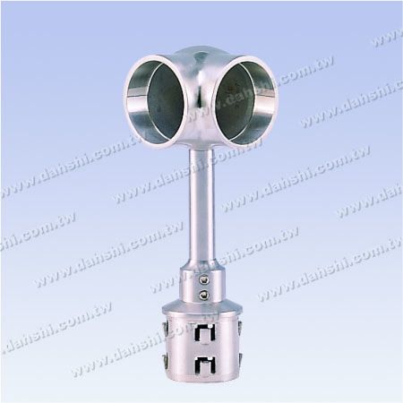 Stainless Steel Round Tube Handrail Perpendicular Post Connector 90deg Corner Ring Height Adjustable - Exit spring design- welding free/ glue applicable
