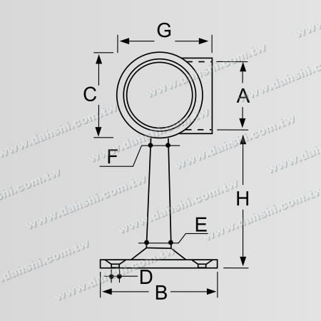 Dimensión: Soporte de tornillo expuesto - Barandilla de balcón o decoración interior Soporte de esquina interna de barandilla - Anillo de forma curva y barra trapezoidal