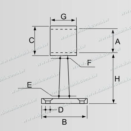 Abmessung: Schraube freiliegende Halterung - Balkon- oder Innenraumdekoration Brüstung-Innenhalterung - Ring & Trapezoidstange