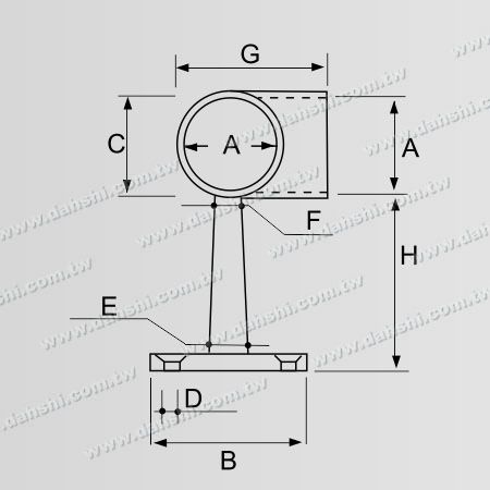 Dimensión: Soporte de esquina interna para barandilla de balcón o decoración interior con tornillo expuesto - Anillo y barra trapezoidal