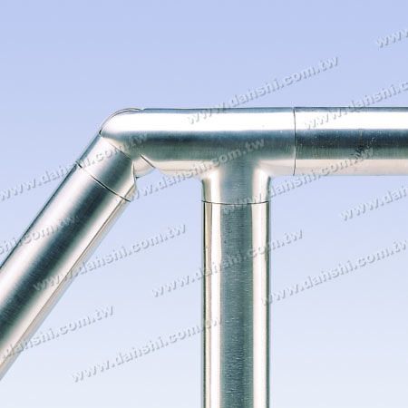 Conector de esquina de tubo redondo de acero inoxidable de 3 vías ajustable - Conector de esquina ajustable de tubo redondo de acero inoxidable para escaleras internas de 3 vías