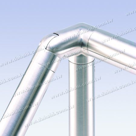 Conector de esquina de tubo redondo de acero inoxidable, salida de 3 vías, ángulo recto ajustable hacia la derecha - Conector de esquina interno de tubo redondo de acero inoxidable de 3 vías, ángulo derecho ajustable