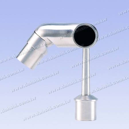 S.S. Round Tube Perp. Post Adj. Conn. Support Pipe Type Right - Stainless Steel Round Tube Handrail Perpendicular Post Adjustable Connector Support Pipe Type External Fit Right Hand Side