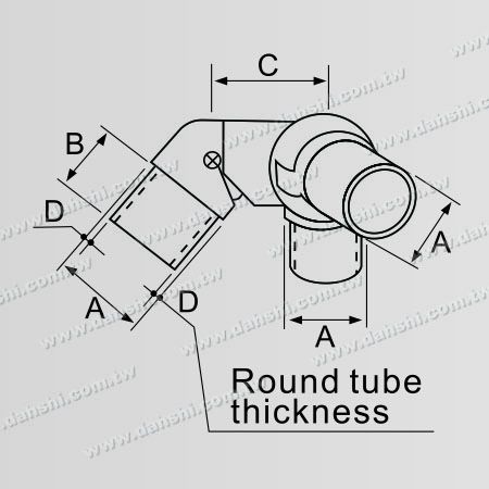 寸法：ステンレススチールの丸いチューブ内部の階段のボールコーナーコネクター、3方向の角度調整可能