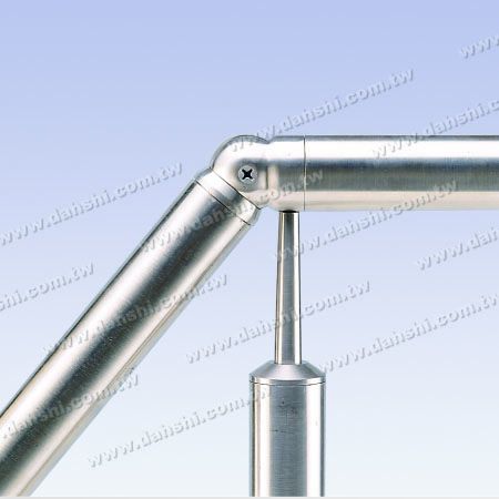 S.S. Round Tube Perp. Post Adj. Conn. Support Trapezoid Stem - Stainless Steel Round Tube Handrail Perpendicular Post Adjustable Connector Support Ball Type External Fit Trapezoidal Stem