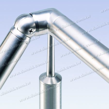 S.S. Round Tube Perp. Post Adj. Conn. Support Trapezoid Stem - Stainless Steel Round Tube Handrail Perpendicular Post Adjustable Connector Support Ball Type External Fit Trapezoidal Stem Right Hand Side